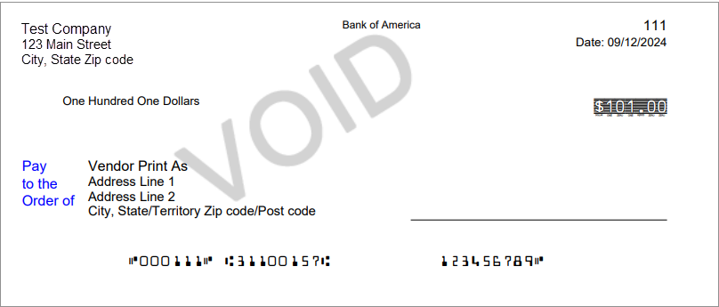 Blank JPMorgan Chase business check stock sample.
