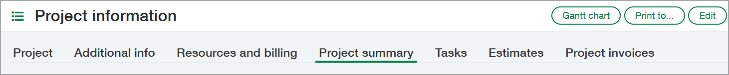 The Project information page with the Project summary tab selected.