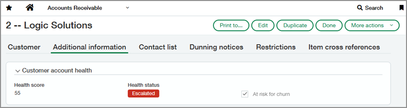 Additional information tab of a customer, showing the new health fields